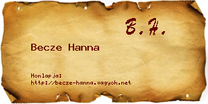 Becze Hanna névjegykártya